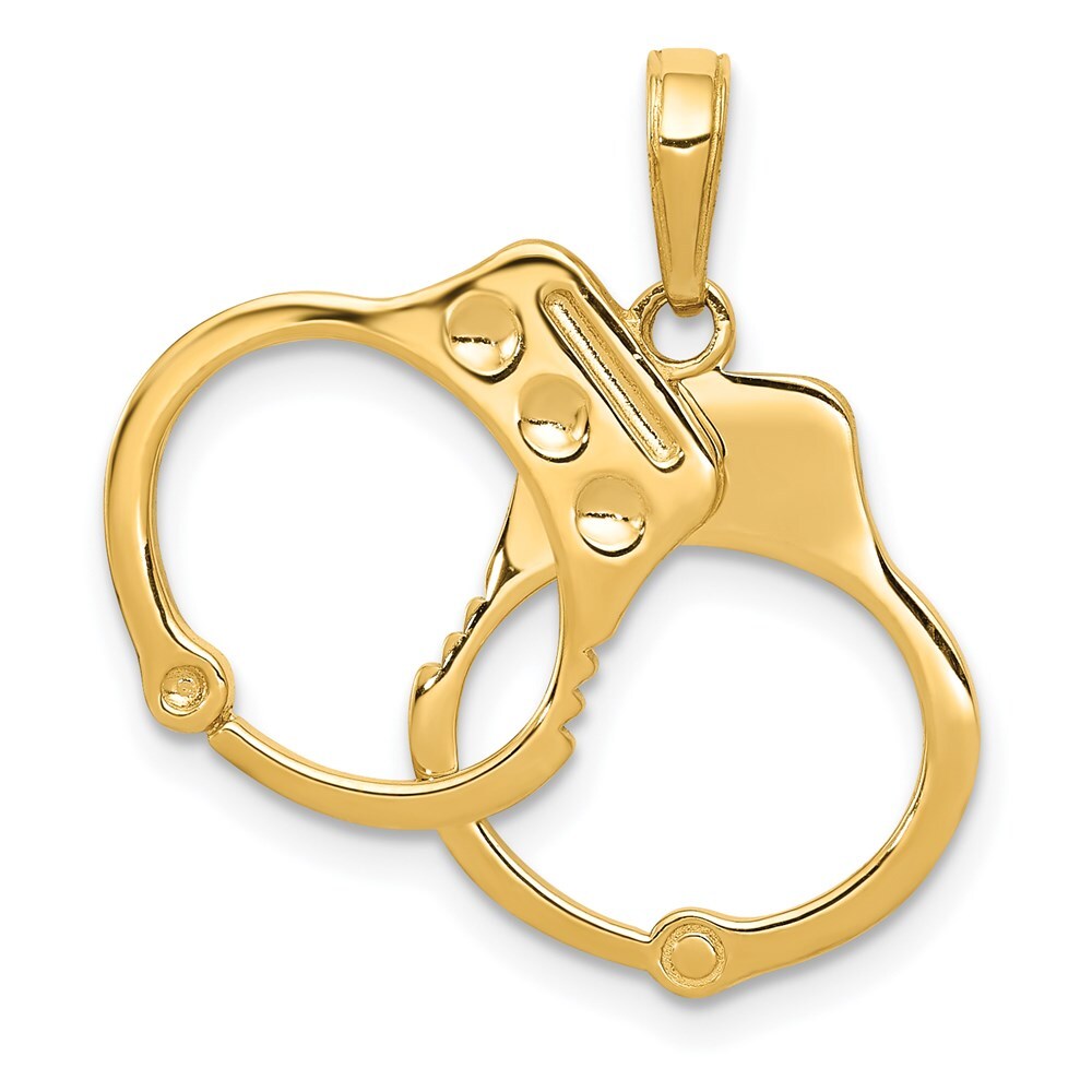 14k Yellow Gold 2-Piece Handcuffs Charm Pendant for Women