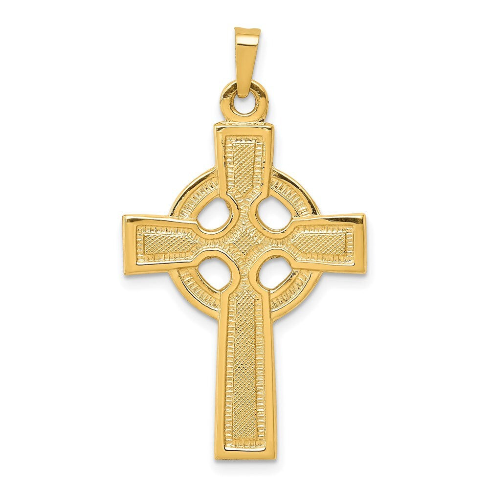 14k Yellow Gold Celtic Cross Charm Pendant for Women