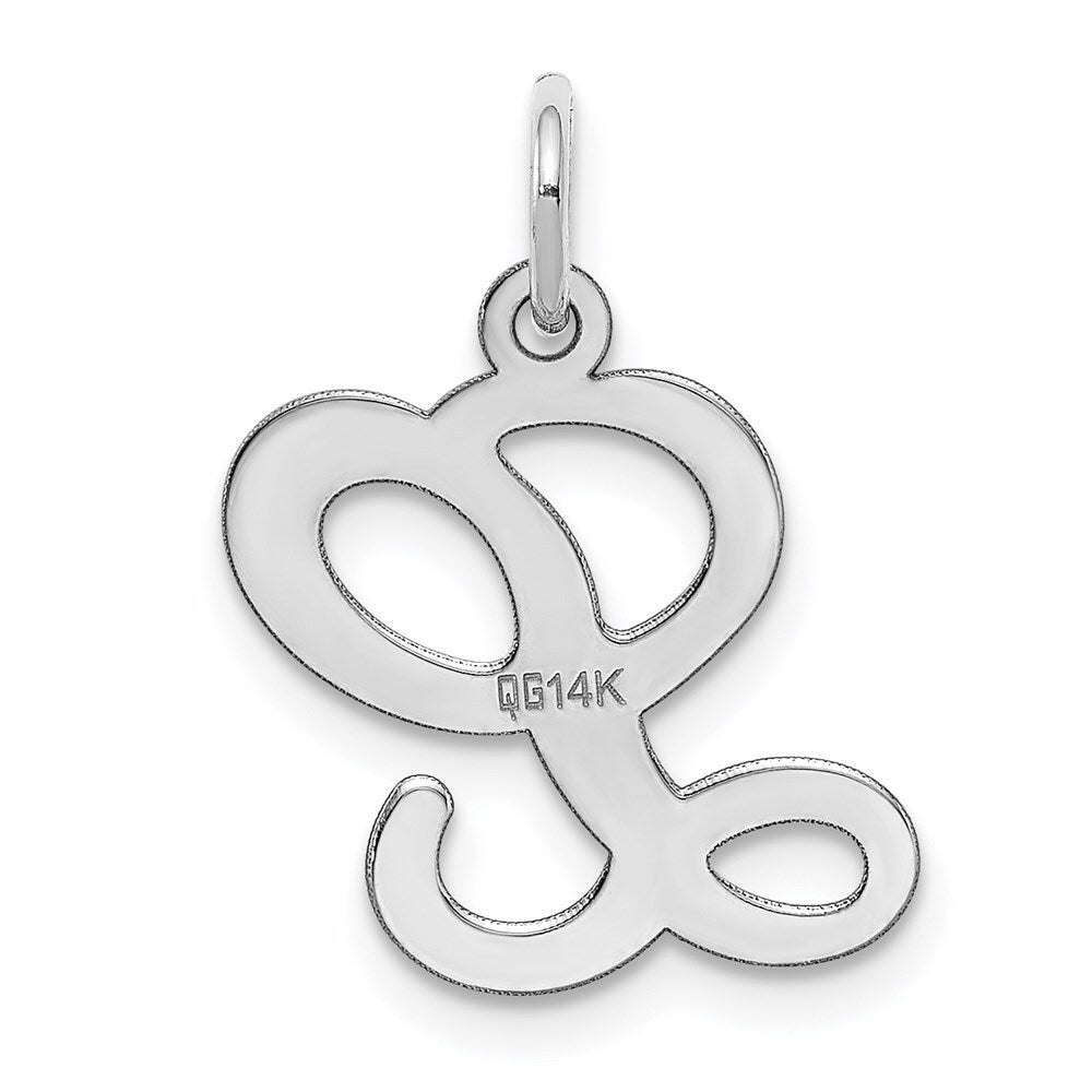 14k White Gold Script Letter L Initial Charm Pendant for Women