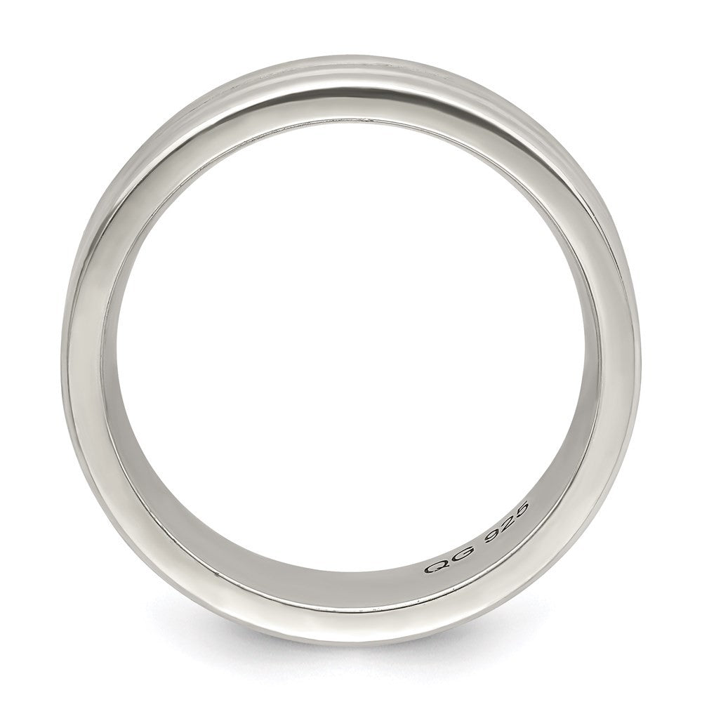 Sterling Silver 6mm Polished Flat Grooved Fancy Band Ring Size 13.5