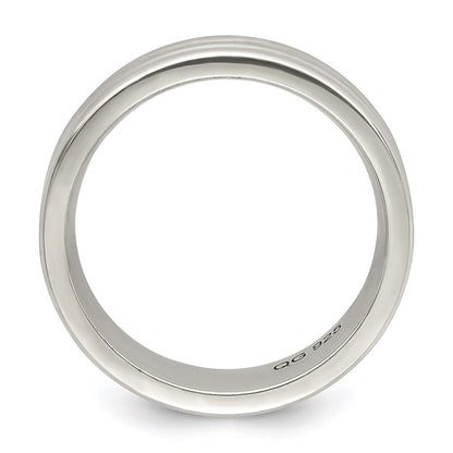 Sterling Silver 6mm Polished Flat Grooved Fancy Band Ring Size 13.5