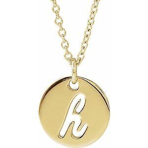 14k Yellow Gold Script Initial H Pendant Necklace 16-18"