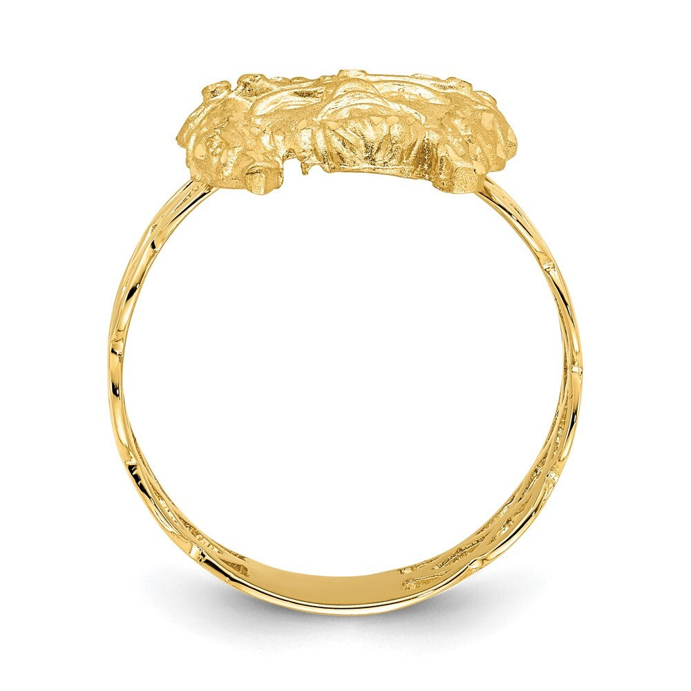 14K Yellow Gold Brushed & Polished Diamond-Cut Jesus Head Ring
