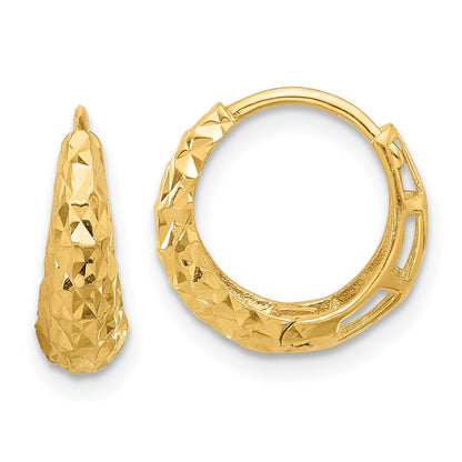 14k Yellow Gold Polished Diamond-cut Hoop Earrings