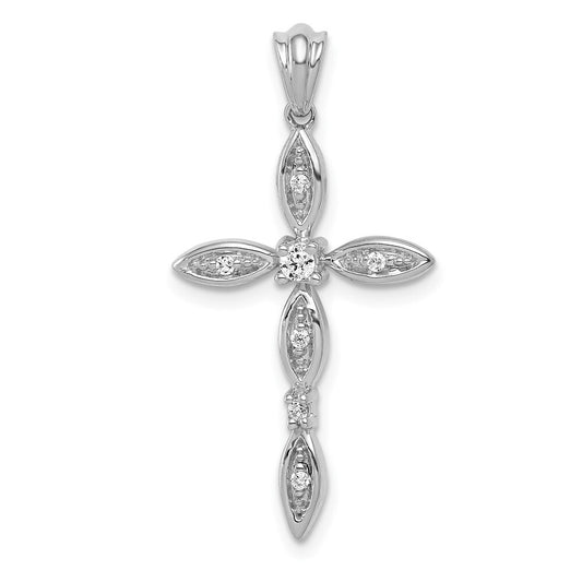 14k White Gold 1/10ct. Diamond Cross Pendant for Women