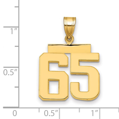 14k Yellow Gold Medium Polished Number 65 Charm Pendant