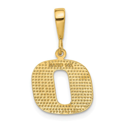 14k Yellow Gold Textured Initial O Charm Pendant for Women