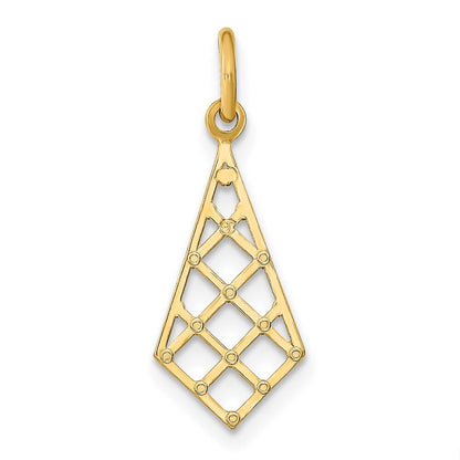 14k Yellow Gold Rhodium Diamond-Cut Small Criss-Cross Charm Pendant for Women