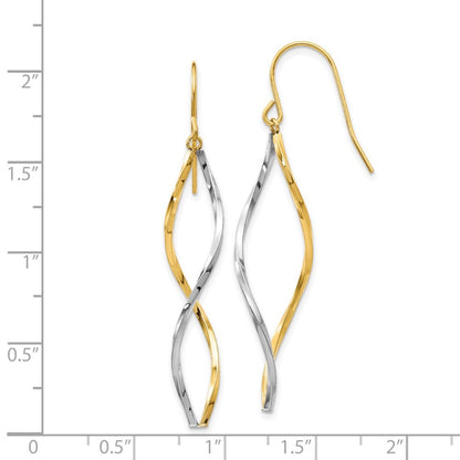 14k Two-tone Twist Dangle Earrings
