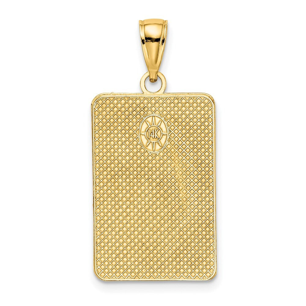 14k Yellow Gold Rectangular Engraved Charm Pendant for Women
