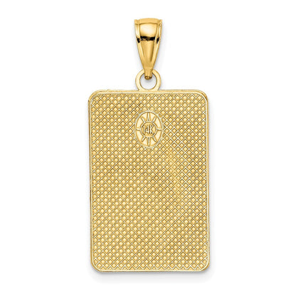 14k Yellow Gold Rectangular Engraved Charm Pendant for Women
