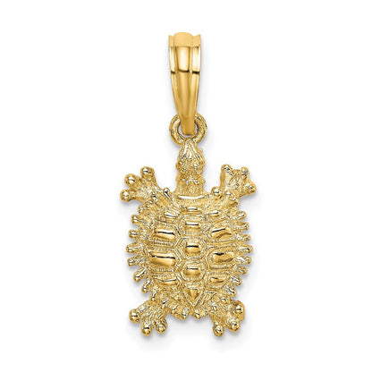 14k Yellow Gold Land Turtle Charm Pendant for Women