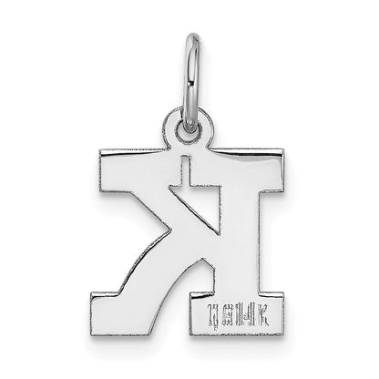 14k White Gold Small Block Letter K Initial Charm Pendant for Women