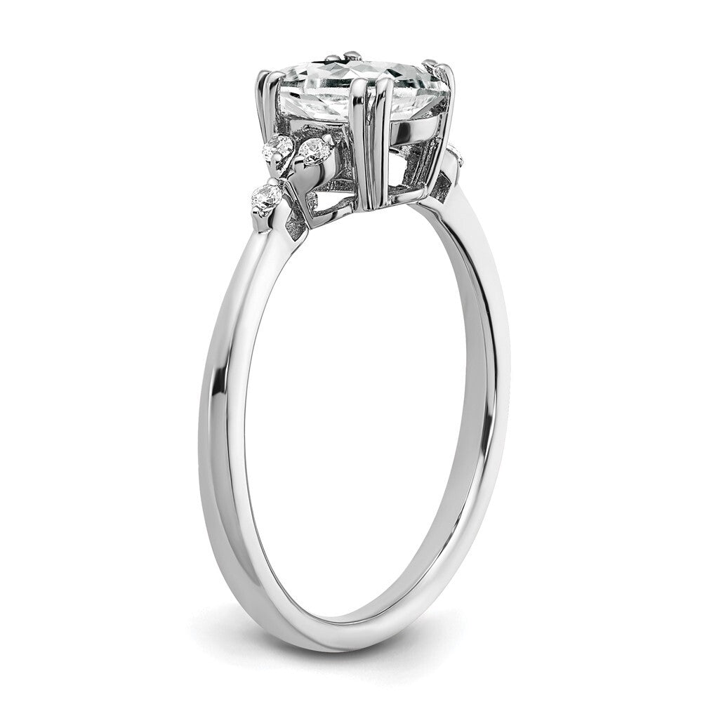 Sterling Silver Rhodium-plated White Topaz and Diamond Ring Size 6