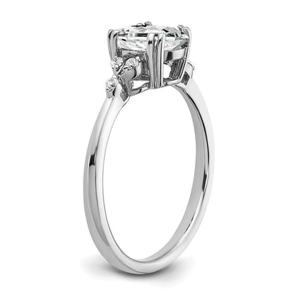 Sterling Silver Rhodium-plated White Topaz and Diamond Ring Size 6