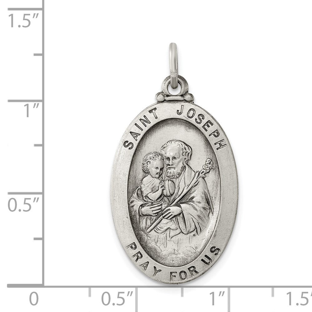 Sterling Silver Antiqued Saint Joseph Medal Pendant