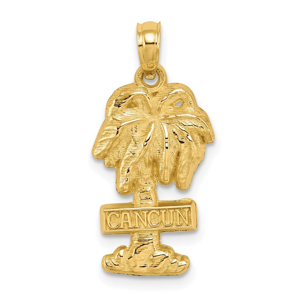 14k Yellow Gold CANCUN Palm Tree Charm Pendant for Women