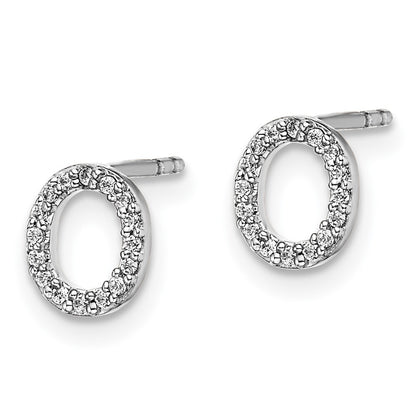 14k White Gold Diamond Initial O Stud Earrings Gift for Women
