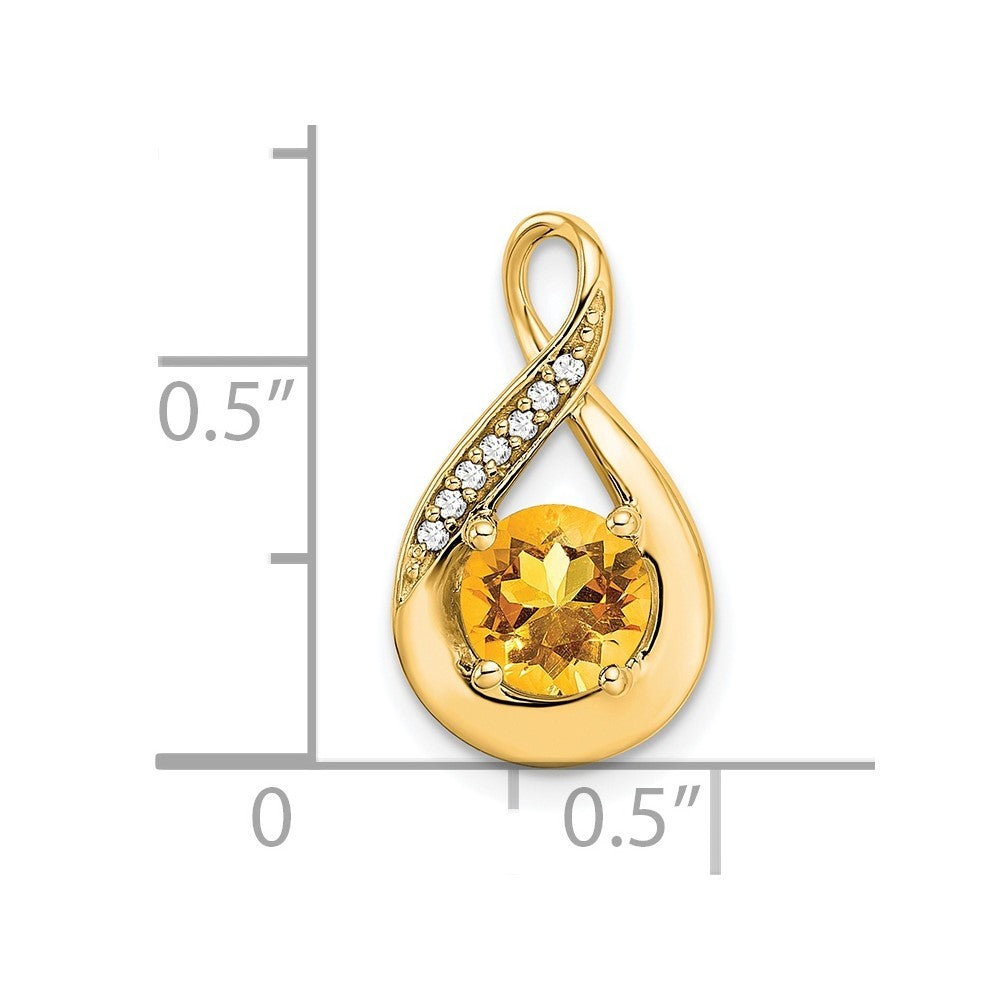 14k Yellow Gold Citrine and Diamond Pendant
