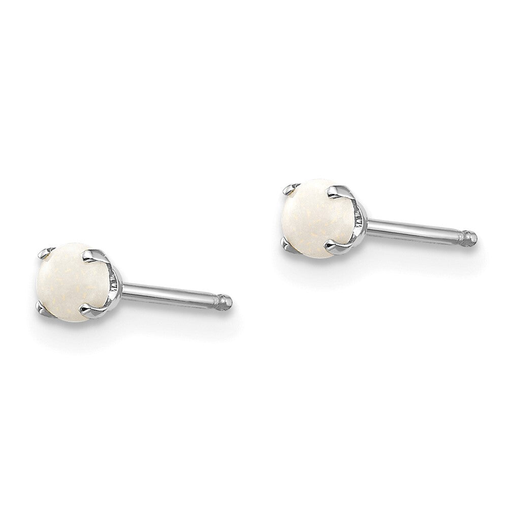 14k White Gold 3mm Opal Stud Earrings Gift for Women