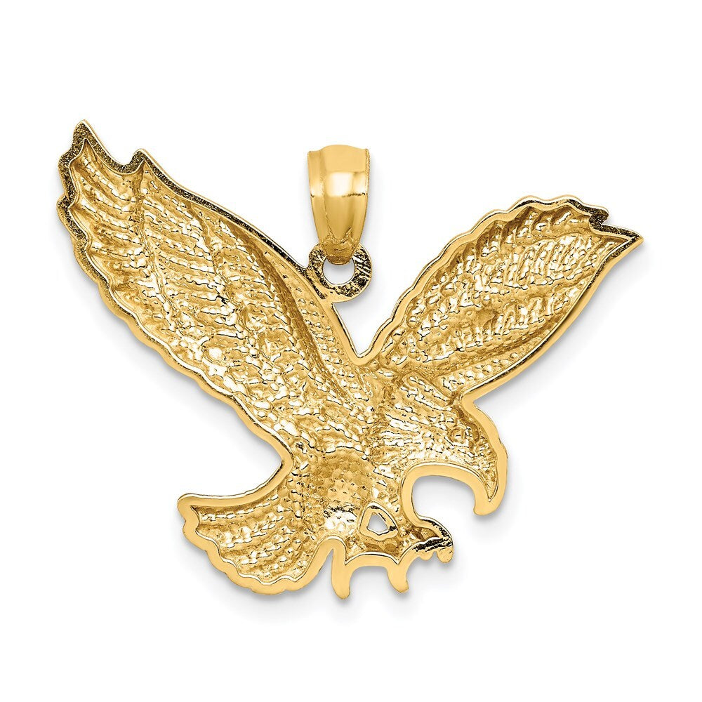 14k Yellow Gold Diamond-cut Eagle Pendant for Women