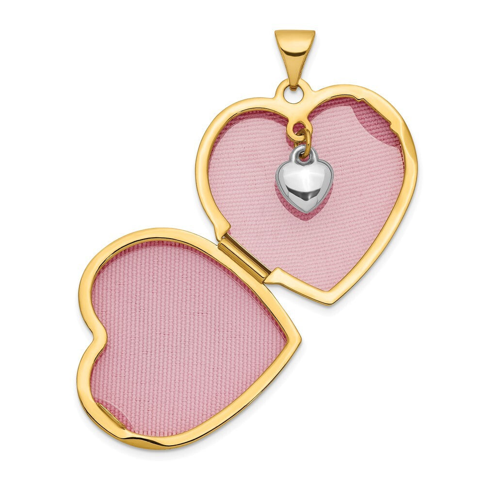 14k Two-tone Gold Diamond Always in my Heart Charm Pendant Locket