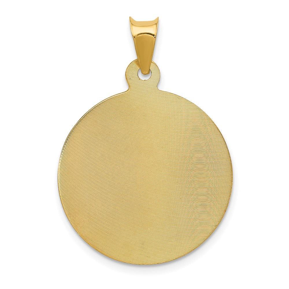 14k Yellow Gold Polished Diamond-Cut Corpus Circle Pendant