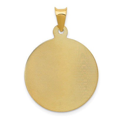 14k Yellow Gold Polished Diamond-Cut Corpus Circle Pendant