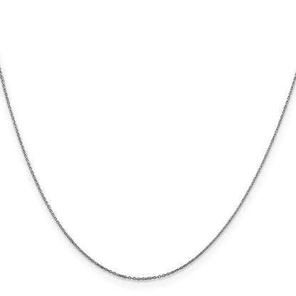 14K White Gold 18 inch .6mm Diamond-cut Round Open Link Cable Chain Necklace