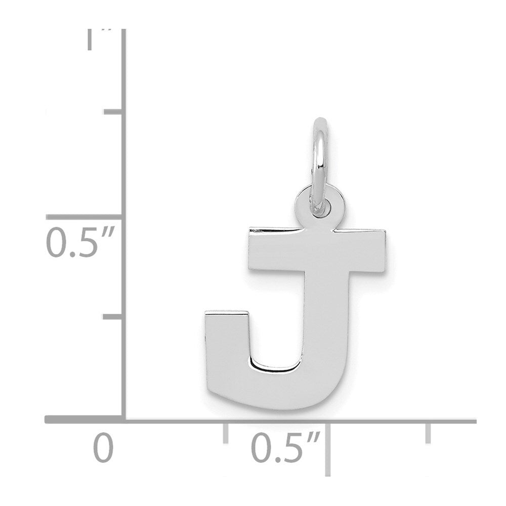 14k White Gold Small Block Letter J Initial Charm Pendant for Women