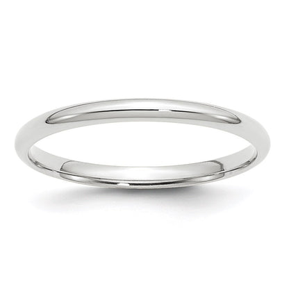 14k White Gold 2mm Lightweight Comfort Fit Wedding Band Ring Size 6.5