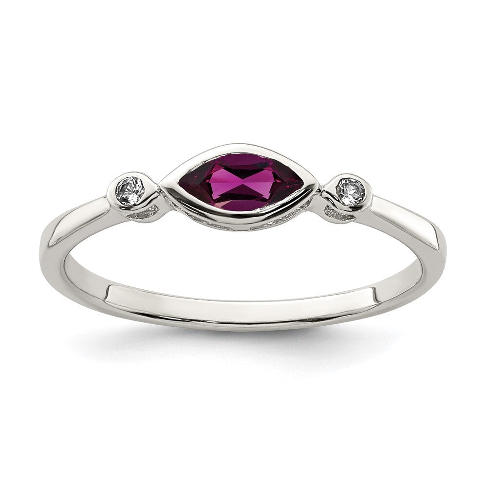 Sterling Silver Rhodium-plated Polished Rhololite and White Topaz Ring Size 7