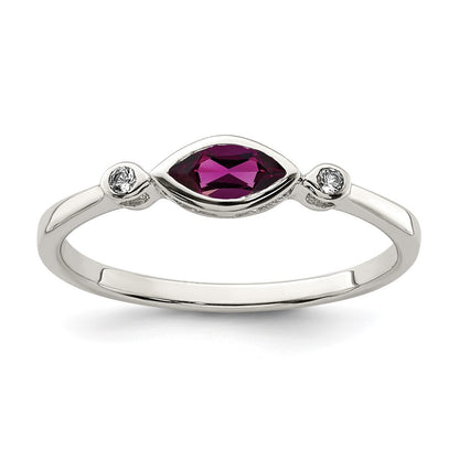 Sterling Silver Rhodium-plated Polished Rhololite and White Topaz Ring Size 7