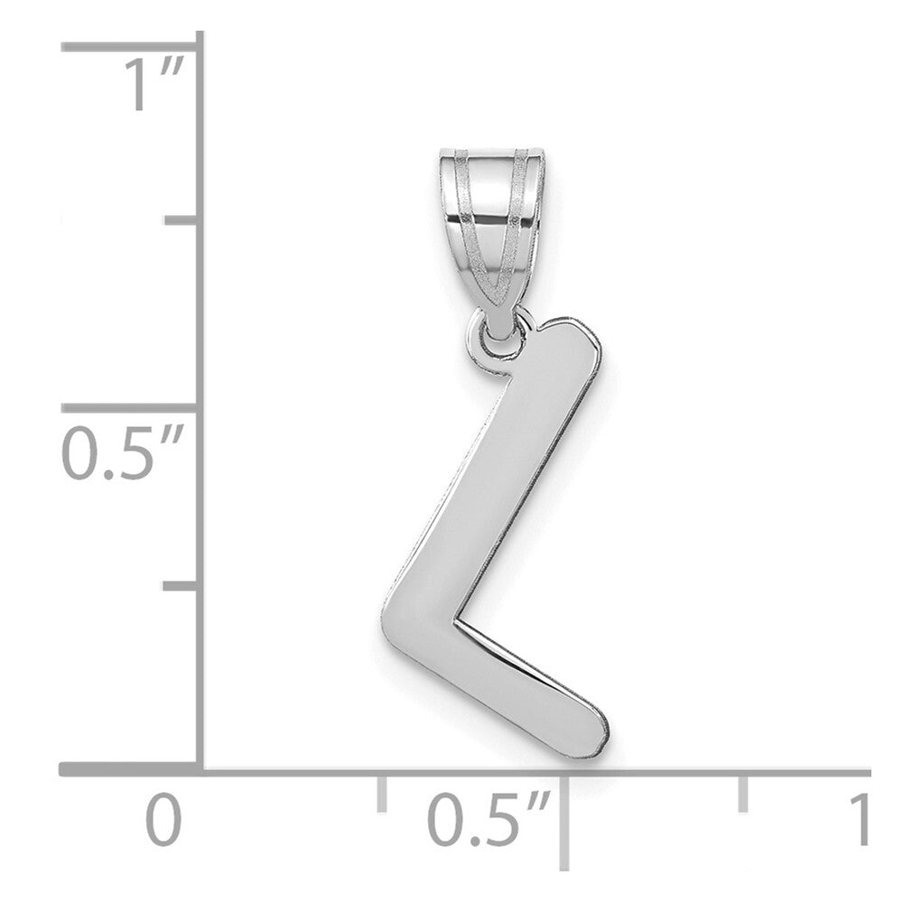 14k White Gold Polished Bubble Letter L Initial Pendant for Women