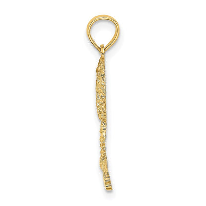 14k Yellow Gold BAHAMAS Palm Tree Charm Pendant for Women