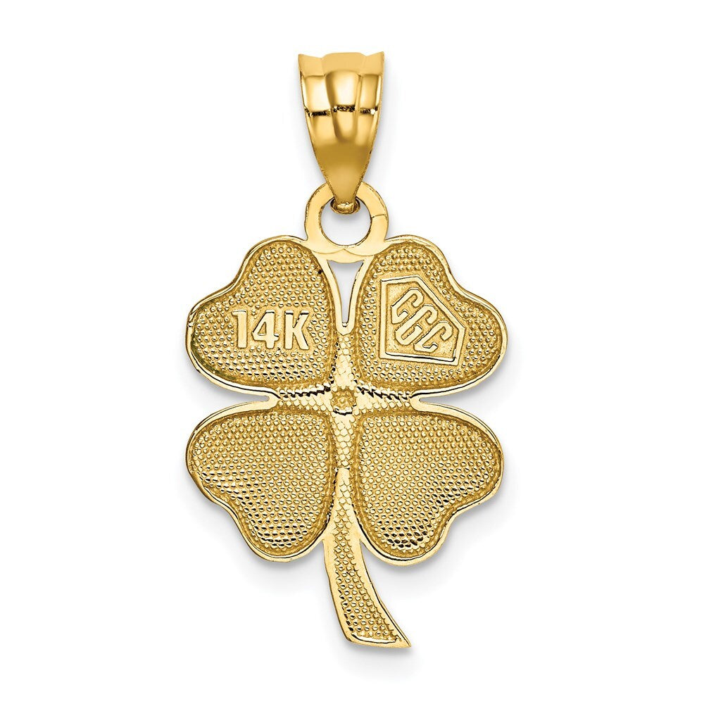 14k Yellow Gold Enameled Four Leaf Clover Pendant for Women