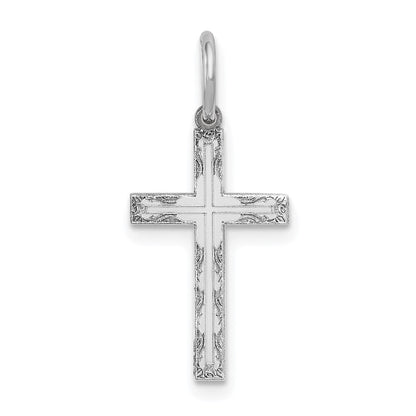 14k White Gold Laser Designed Cross Charm Pendant for Women