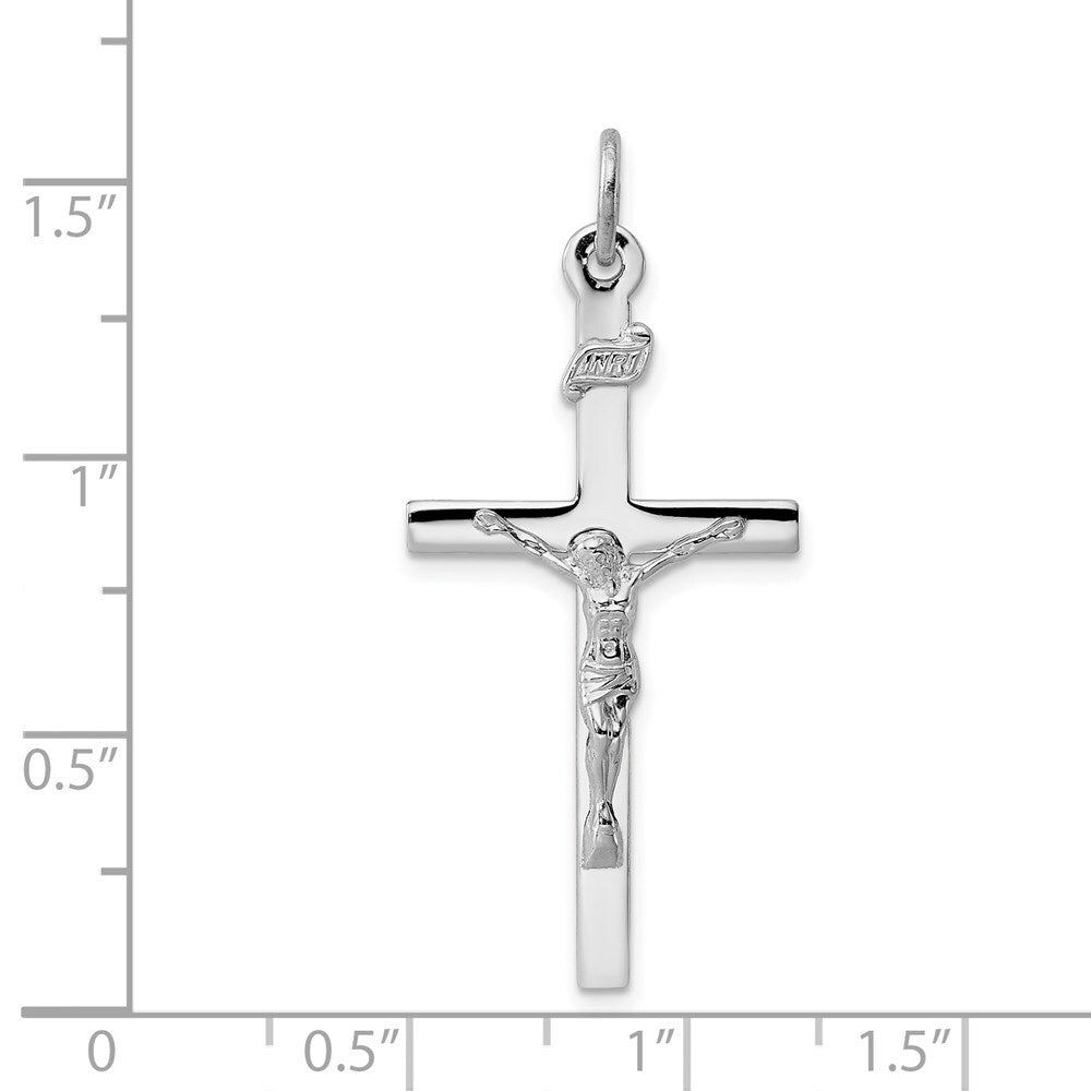 Sterling Silver Rhodium-plated INRI Crucifix Pendant