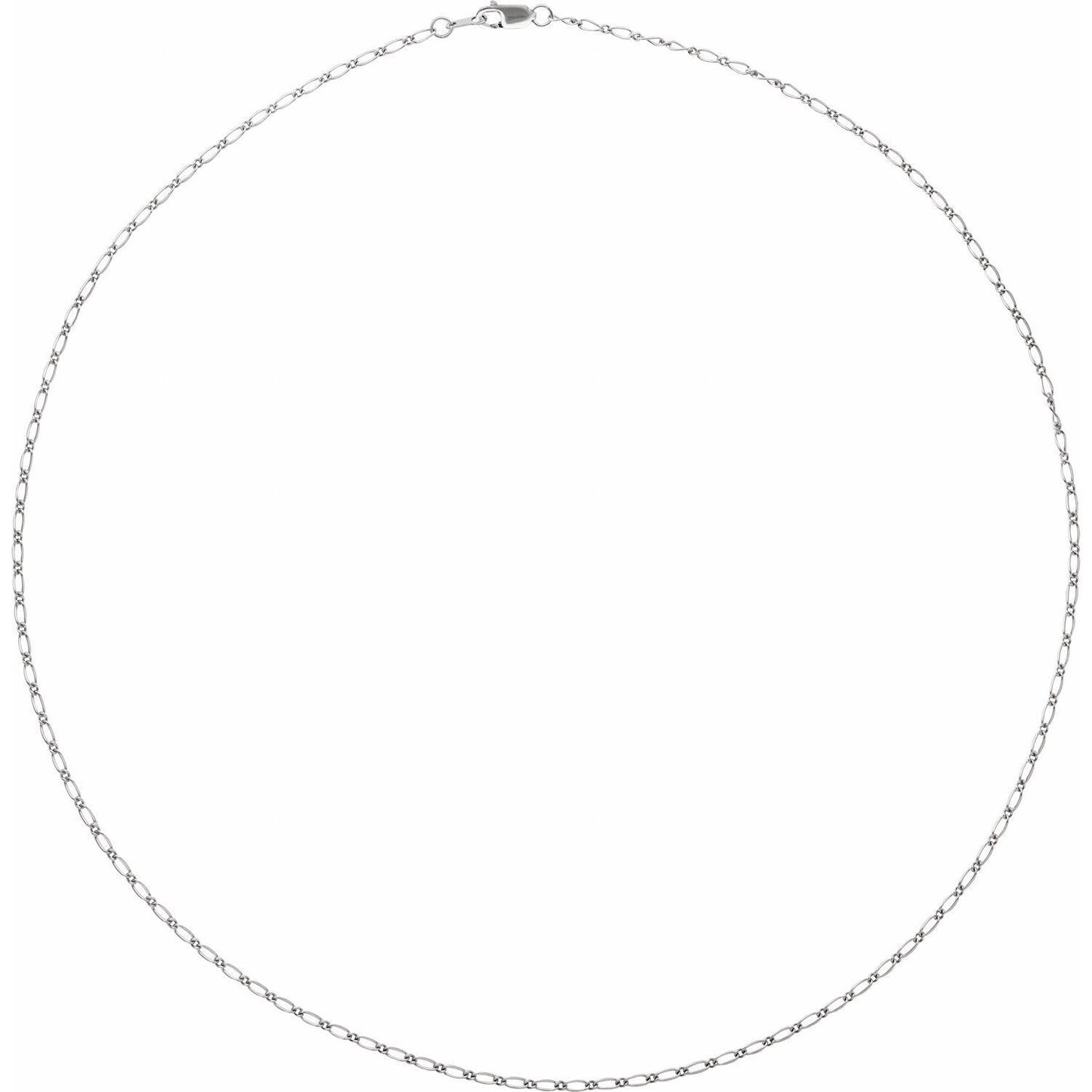 14k White Gold 1.5 mm Figaro 18" Chain Necklace Fine Gift for Women