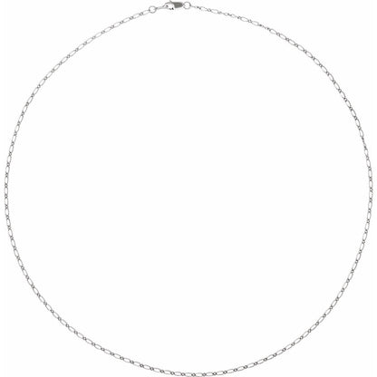 14k White Gold 1.5 mm Figaro 18" Chain Necklace Fine Gift for Women