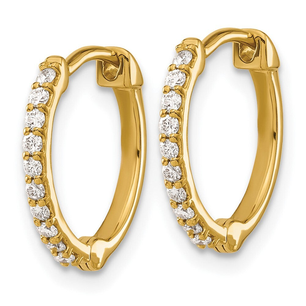 14k Yellow Gold Diamond Hinged Hoop Earrings
