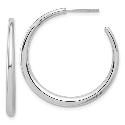 14K White Gold Polished Hoop Earrings