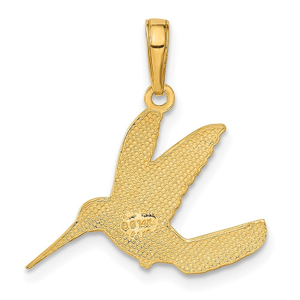 14k Yellow Gold Hummingbird in Flight Pendant