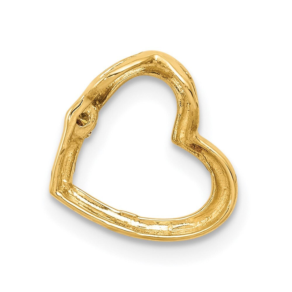 14k Yellow Gold AA Diamond Heart Chain Slide Pendant for Women