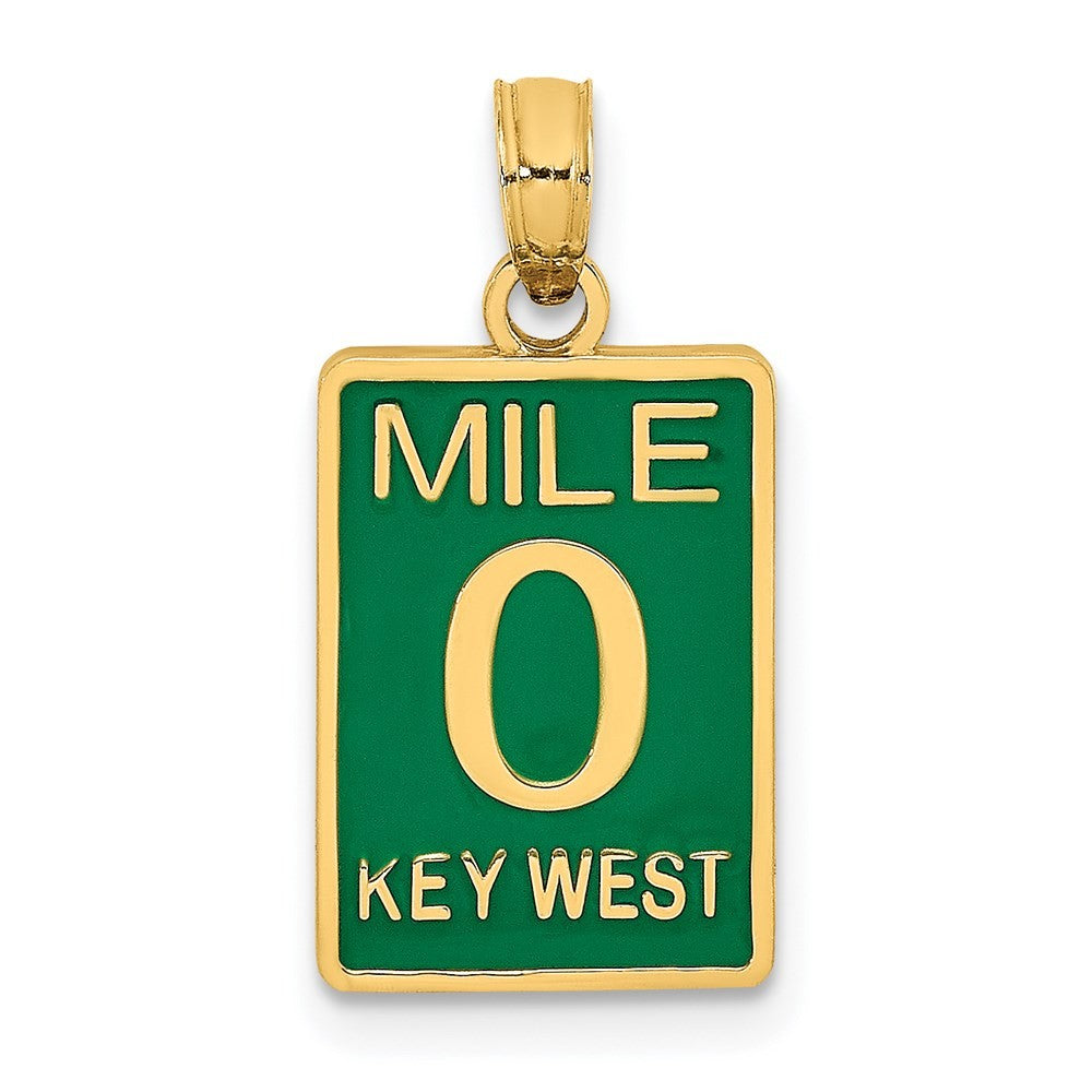 14k Yellow Gold Enamel Mile Marker 0 / KEY WEST Charm