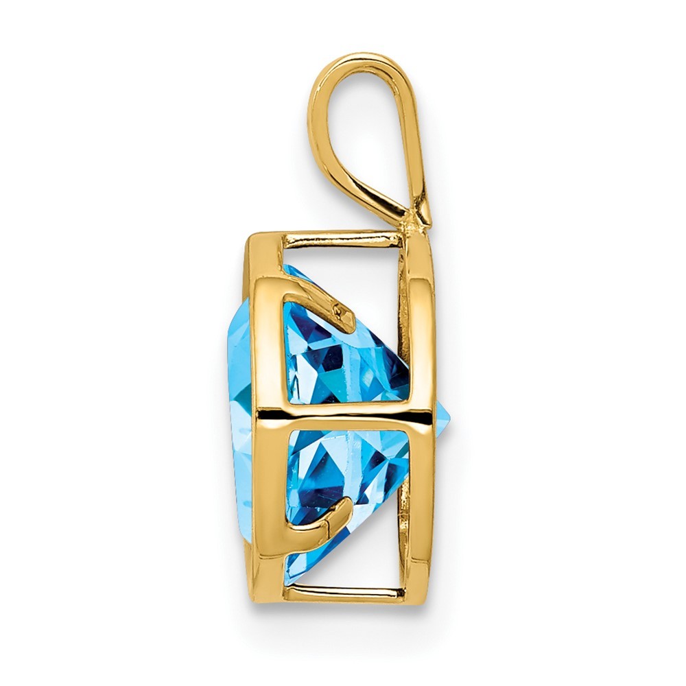 14k Yellow Gold 8mm Round Blue Topaz Bezel Pendant