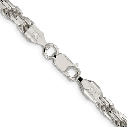 Sterling Silver 5.75mm Diamond-cut Rope Chain Necklace