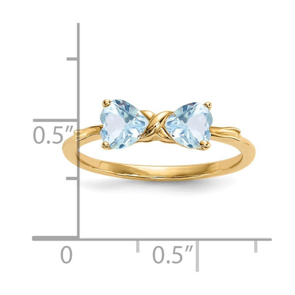14K Yellow Gold Gold Polished Aquamarine Bow Ring