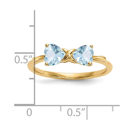 14K Yellow Gold Gold Polished Aquamarine Bow Ring