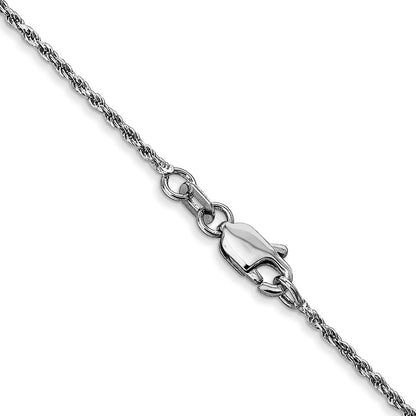 14K White Gold 1.15mm Diamond-cut Machine Made Rope Chain Necklace 20"